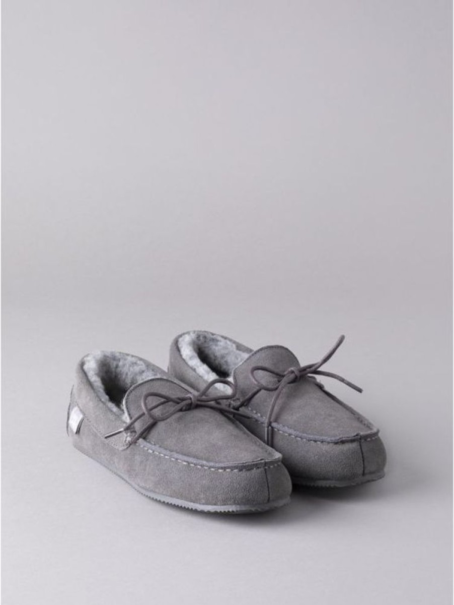 Lakeland Leather Men'S Sheepskin Moccasins In Grey | Slippers & Moccasins