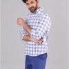 Lakeland Leather Warrick Cotton Check Shirt In White And Purple | Shirts