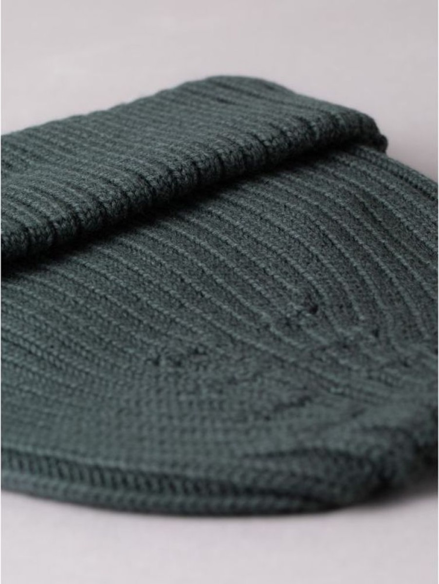 Lakeland Leather Ribbed Knitted Beanie Hat In Green | Hats