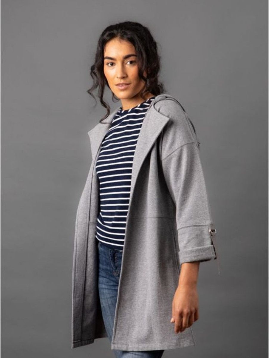 Lakeland Leather Chloe Hooded Fleece Jersey Jacket In Grey | Coats & Outerwear