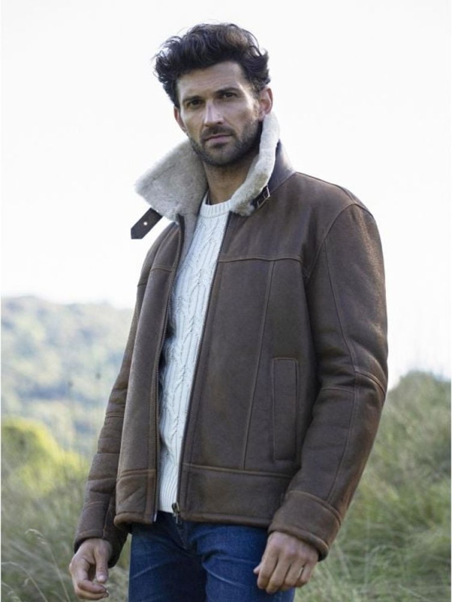 Lakeland Leather Hawker Sheepskin Flying Jacket In Chocolate Brown | Coats & Outerwear