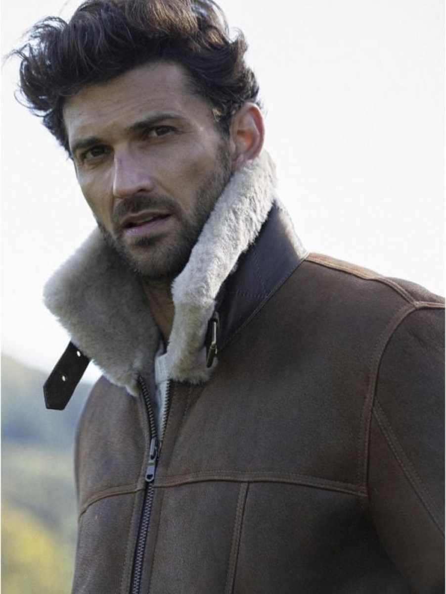 Lakeland Leather Hawker Sheepskin Flying Jacket In Chocolate Brown | Coats & Outerwear