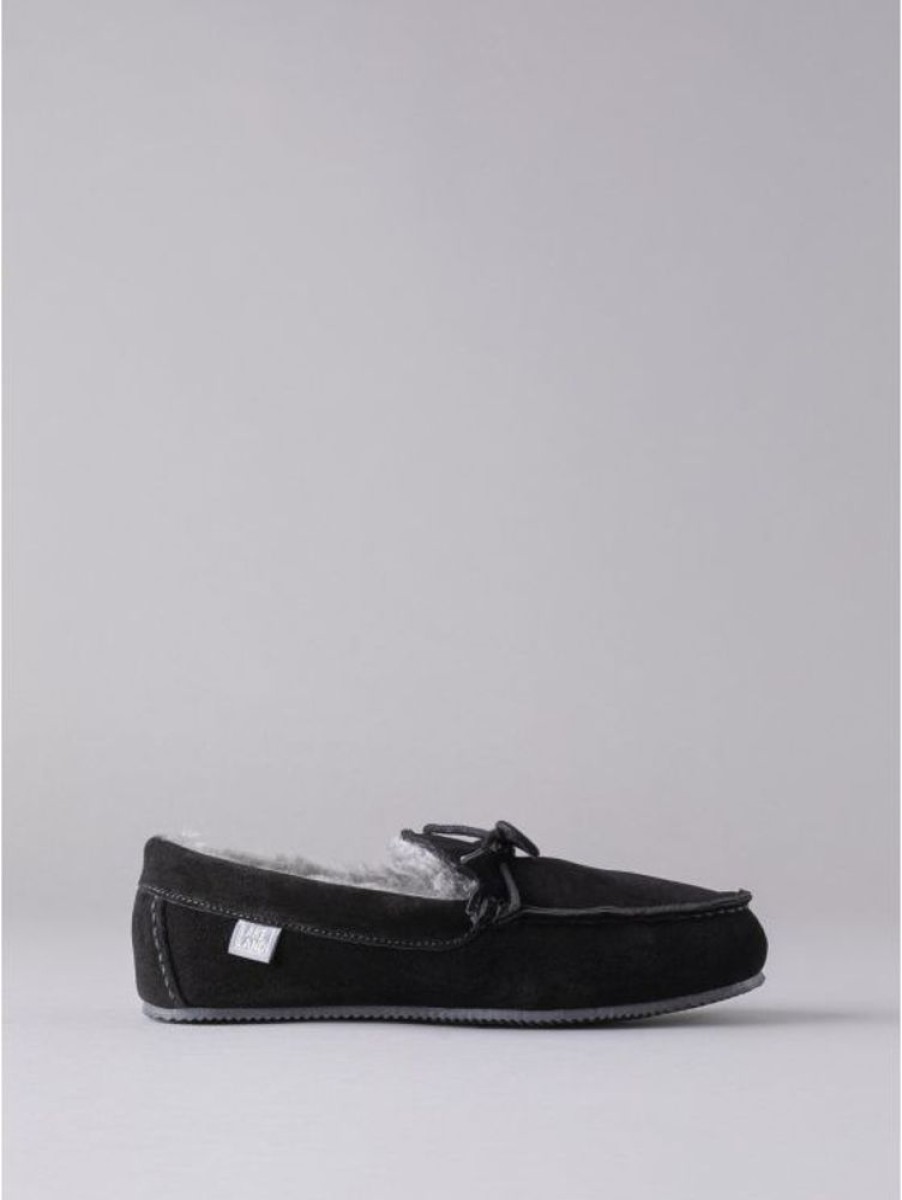 Lakeland Leather Men'S Sheepskin Moccasins In Black | Slippers & Moccasins