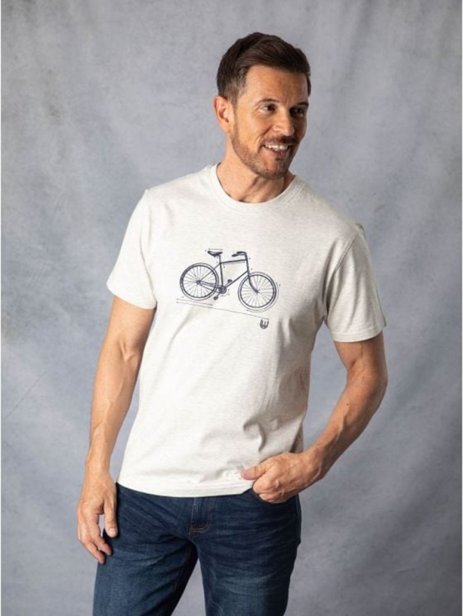 Lakeland Leather Bicycle Printed T-Shirt In Grey Marl | T-Shirts & Polos