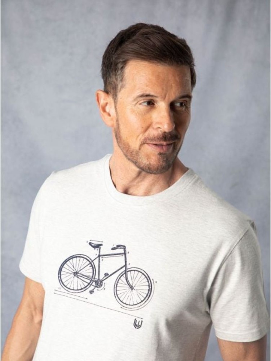 Lakeland Leather Bicycle Printed T-Shirt In Grey Marl | T-Shirts & Polos