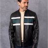 Lakeland Leather Bowscale Contrast Stripe Leather Jacket In Black | Coats & Outerwear