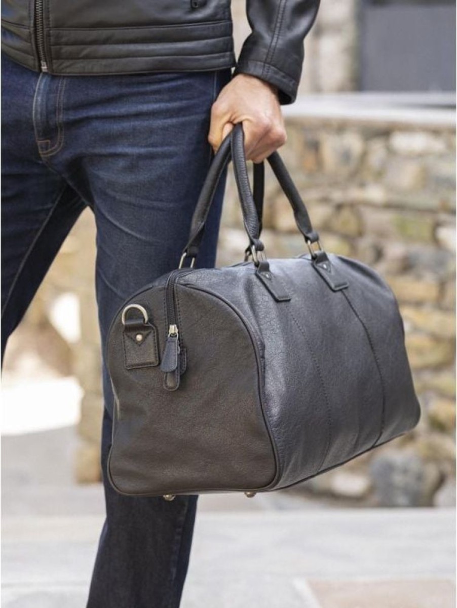 Lakeland Leather Discoverer Medium Leather Holdall In Black | Holdalls