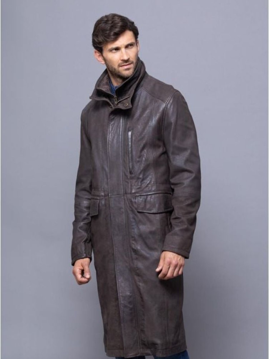 Lakeland Leather Kirkland Long Leather Coat In Brown | Coats & Outerwear