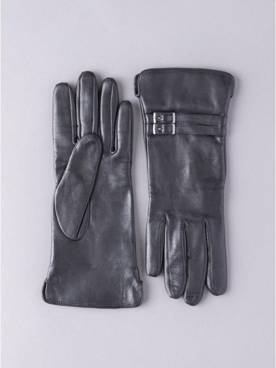 Lakeland Leather Black Twin Buckle Leather Gloves | Gloves