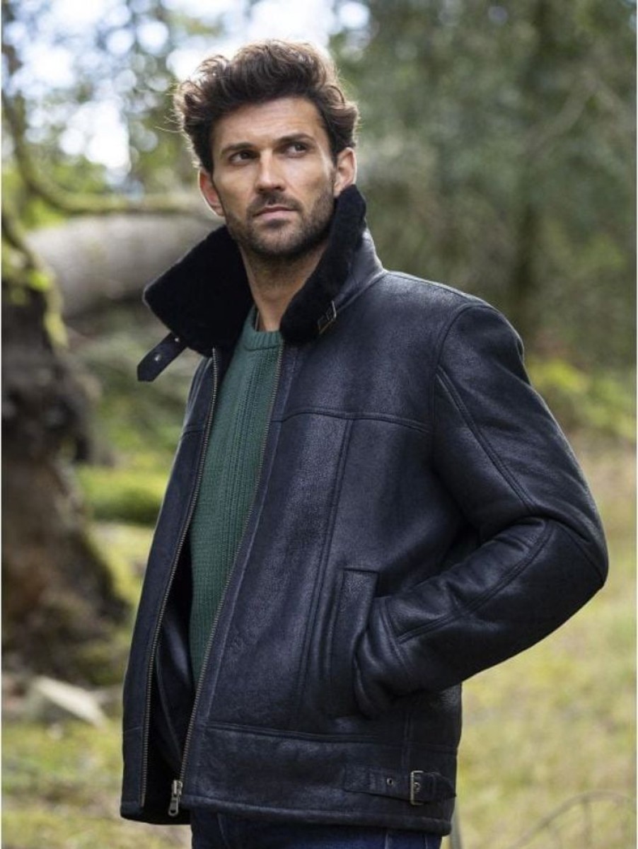 Lakeland Leather Hawker Sheepskin Flying Jacket In Black | Coats & Outerwear