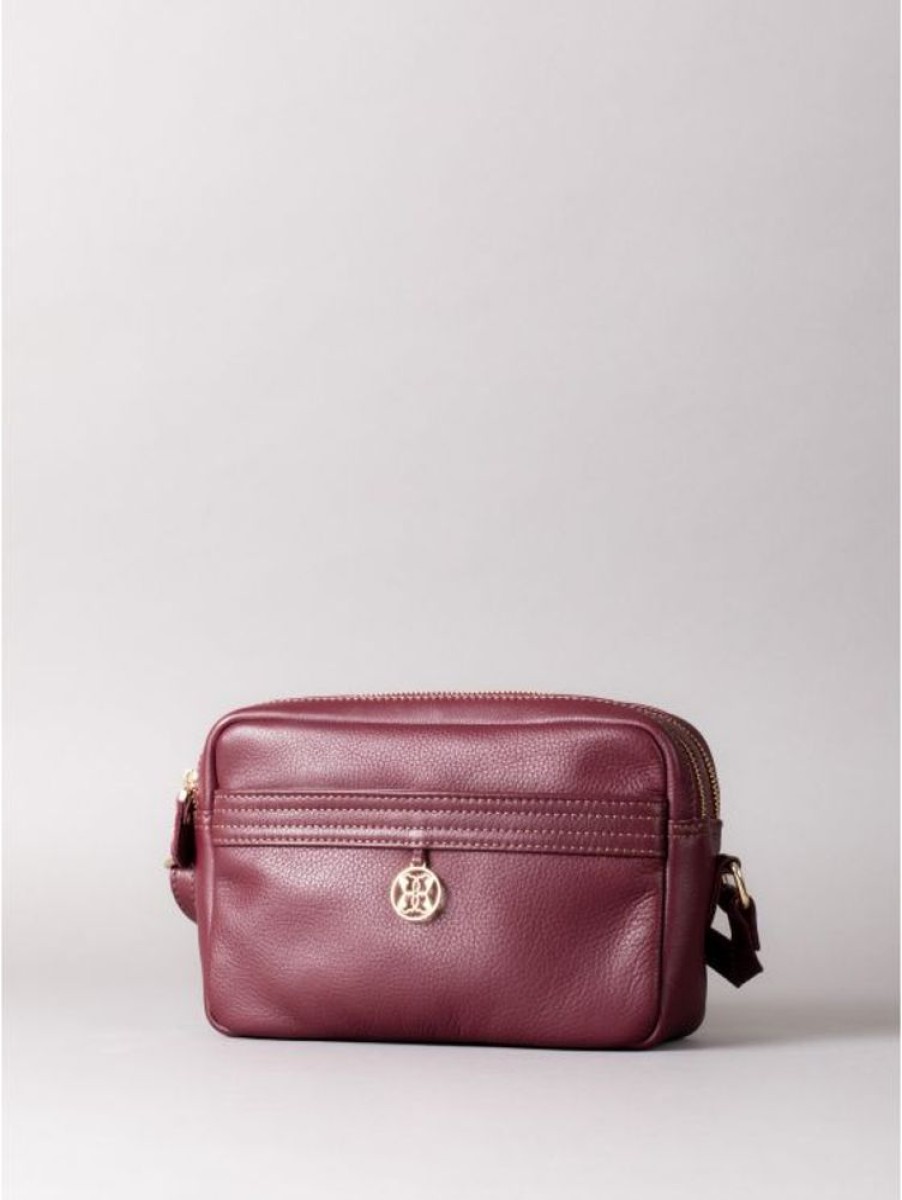 Lakeland Leather Cartmel Boxy Leather Cross Body Bag In Burgundy | Cross Body Bags