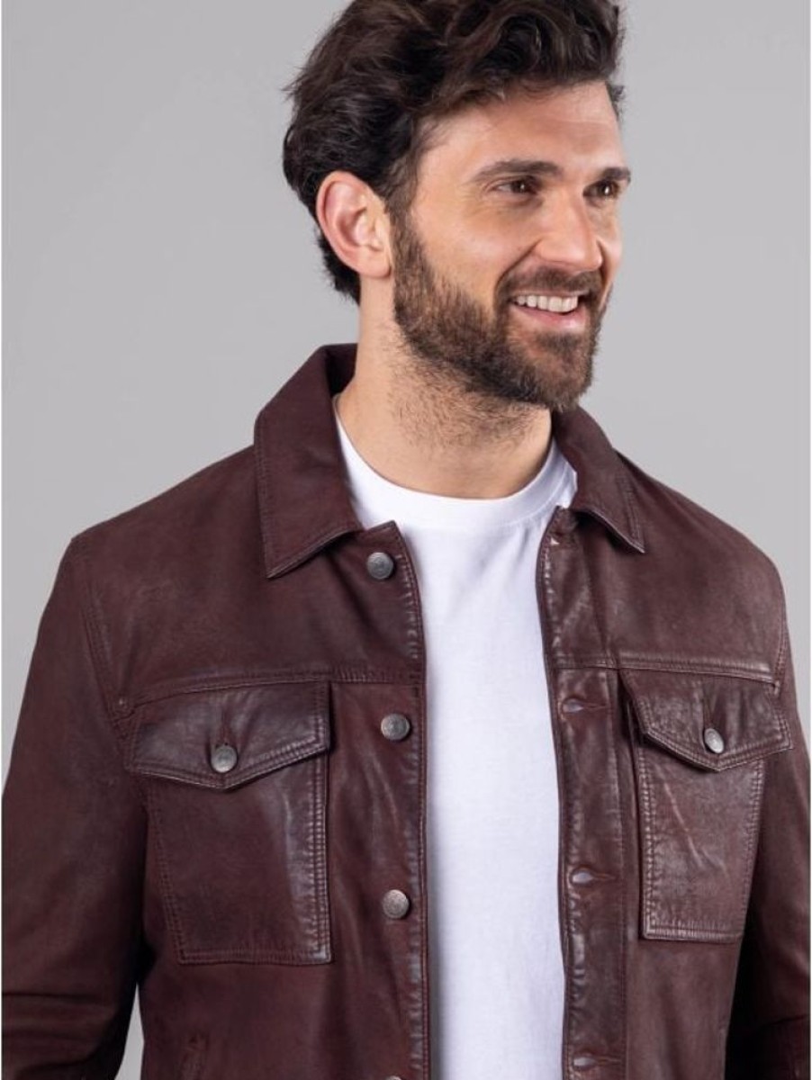 Lakeland Leather Milburn Leather Jacket In Mahogany Brown | Coats & Outerwear