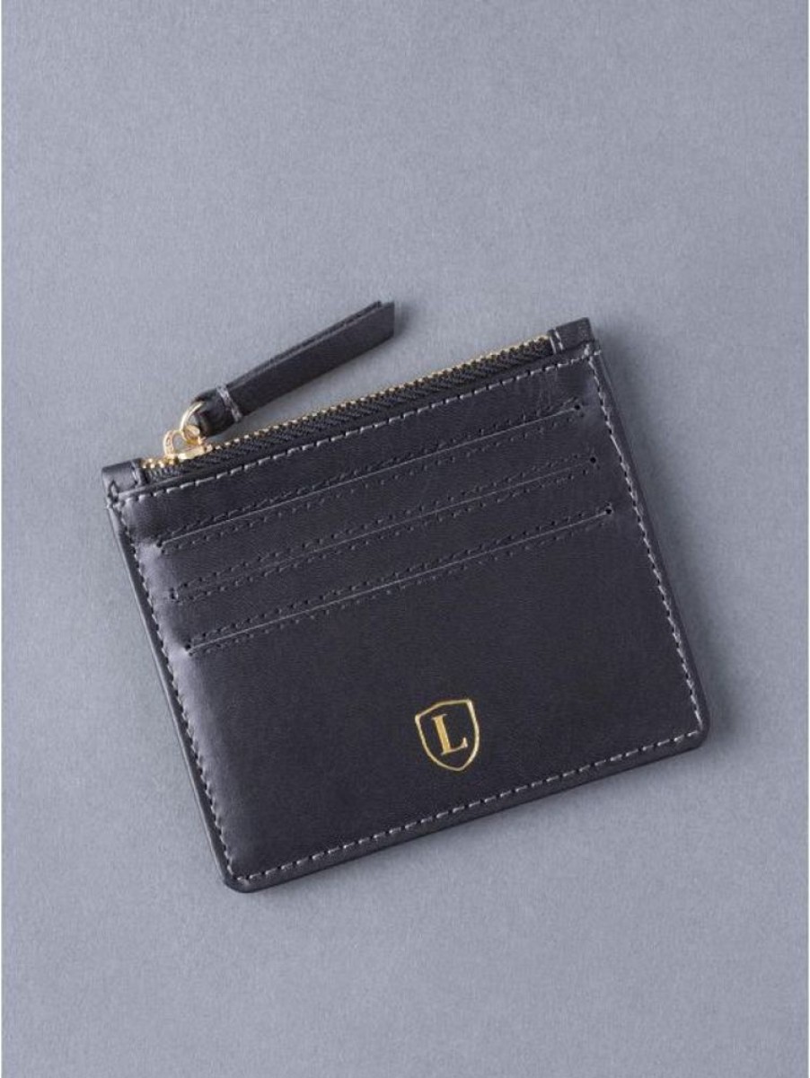 Lakeland Leather Ascari Leather Card & Coin Holder In Black | Wallets & Card Holders