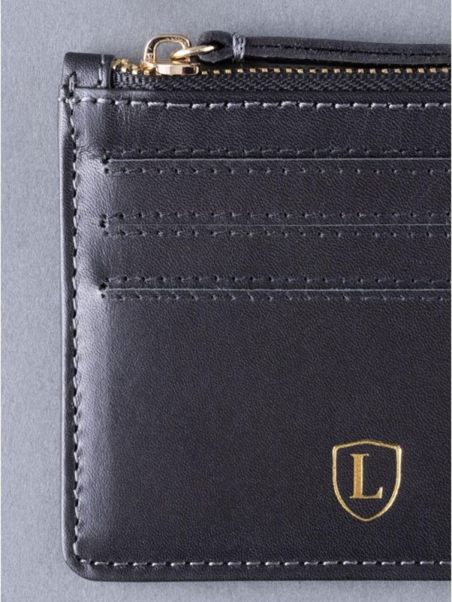 Lakeland Leather Ascari Leather Card & Coin Holder In Black | Wallets & Card Holders