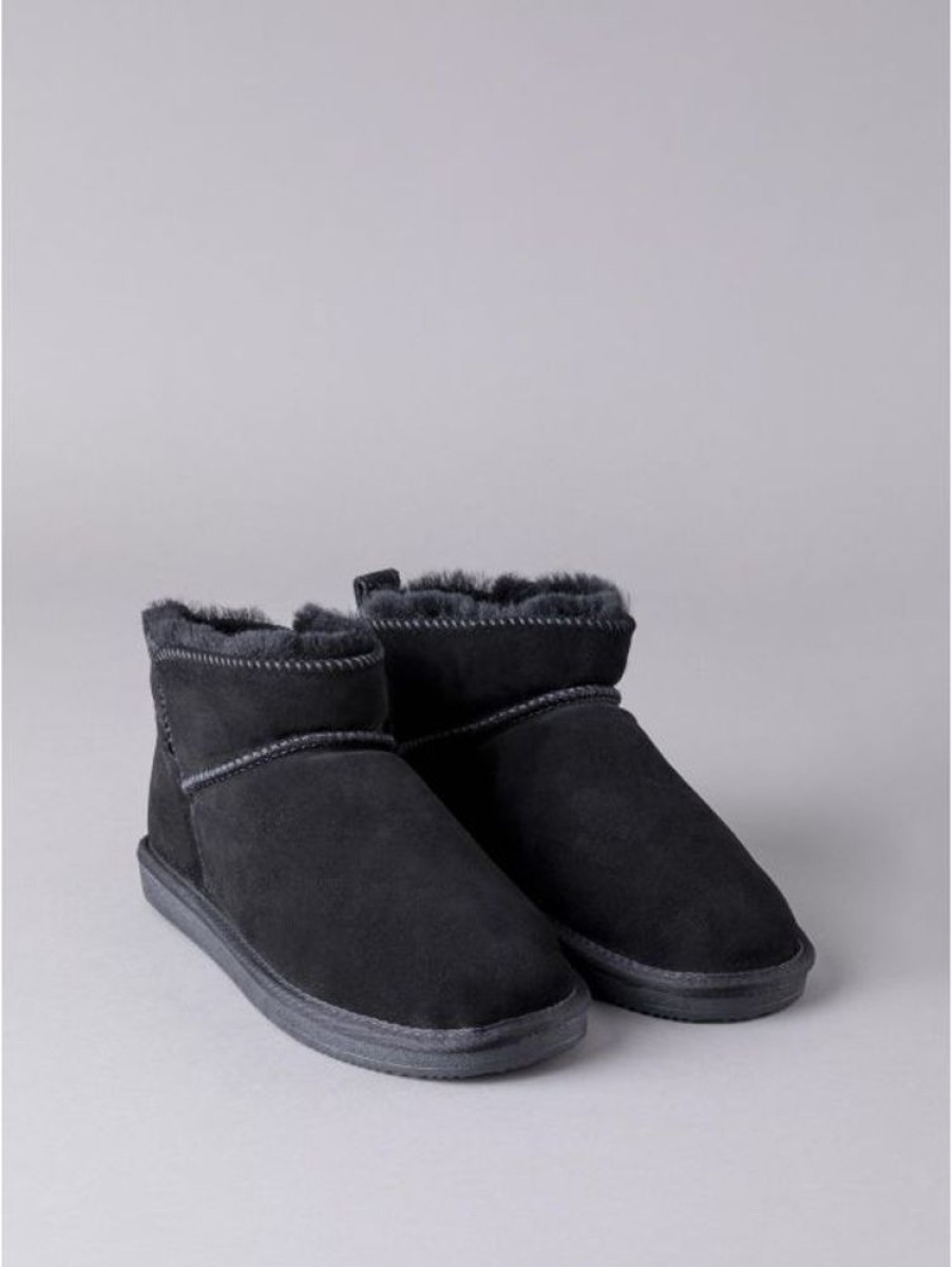 Lakeland Leather Ladies' Sheepskin Mini Boot Slippers In Black | Slippers & Moccasins