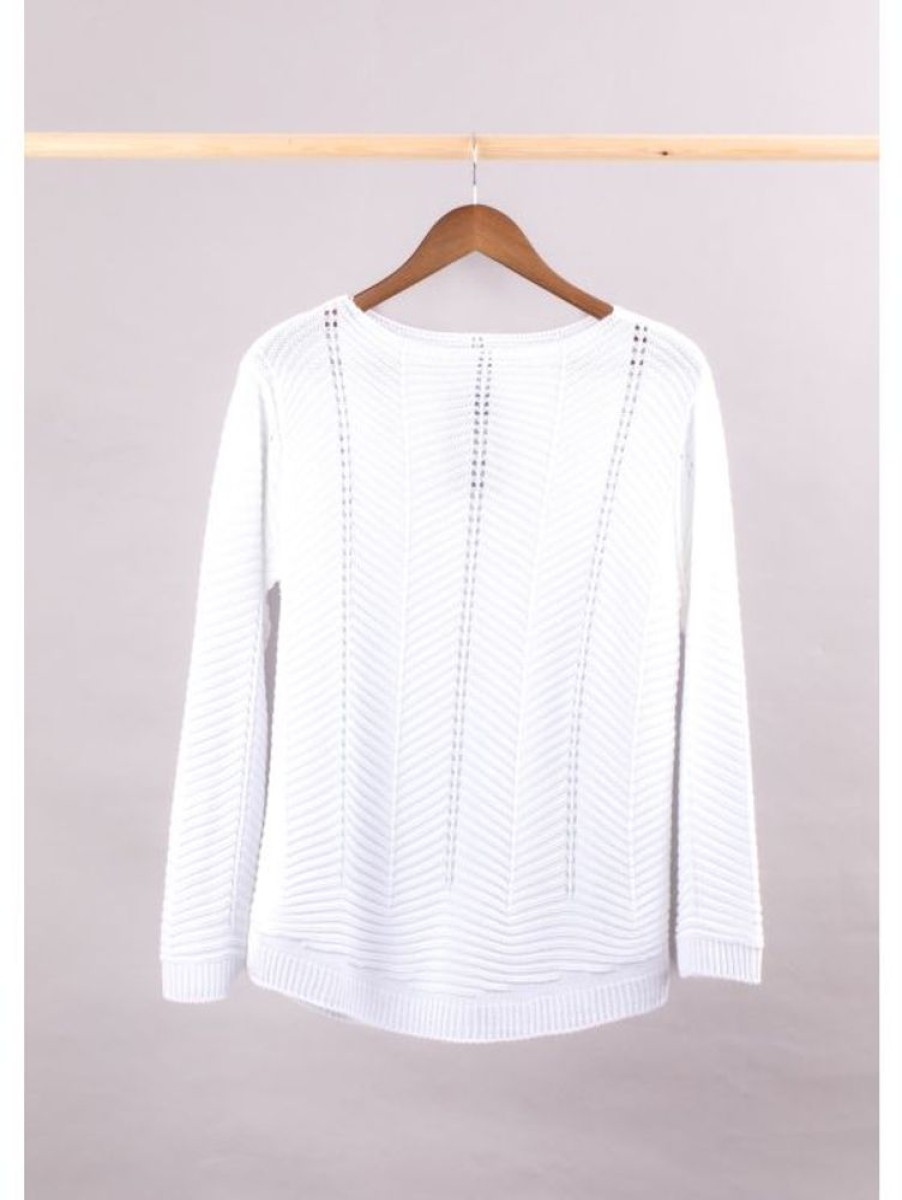 Lakeland Leather Cleo Knitted Jumper In White | Knitwear