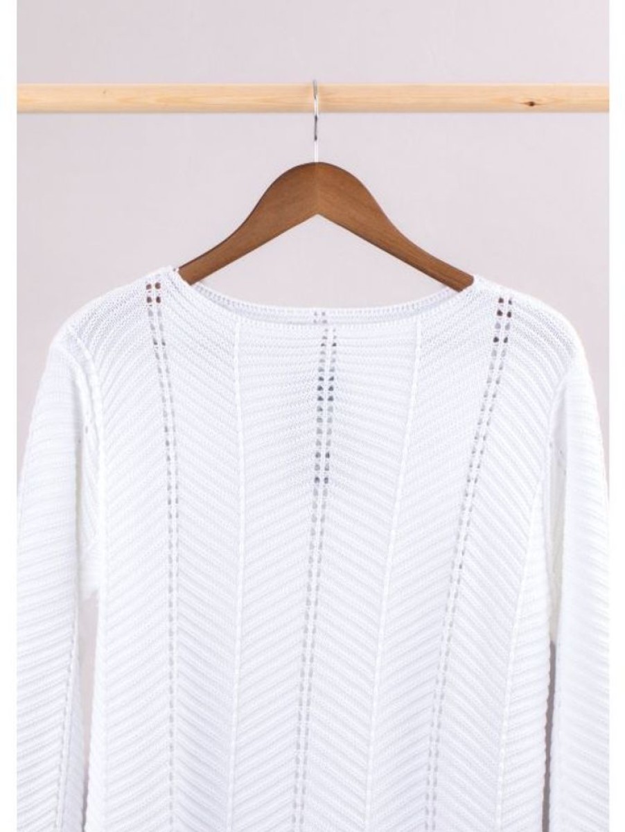 Lakeland Leather Cleo Knitted Jumper In White | Knitwear