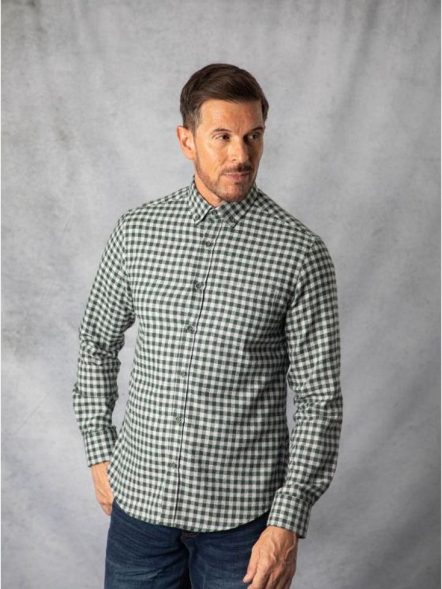 Lakeland Leather Oliver Gingham Shirt In Grey And Green | Shirts