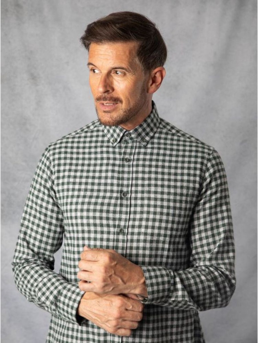 Lakeland Leather Oliver Gingham Shirt In Grey And Green | Shirts