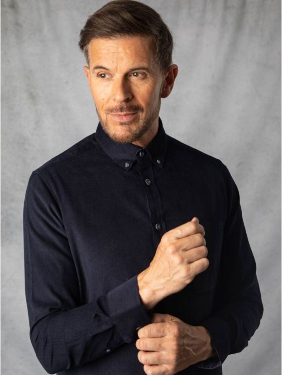 Lakeland Leather Luca Corduroy Shirt In Navy | Shirts