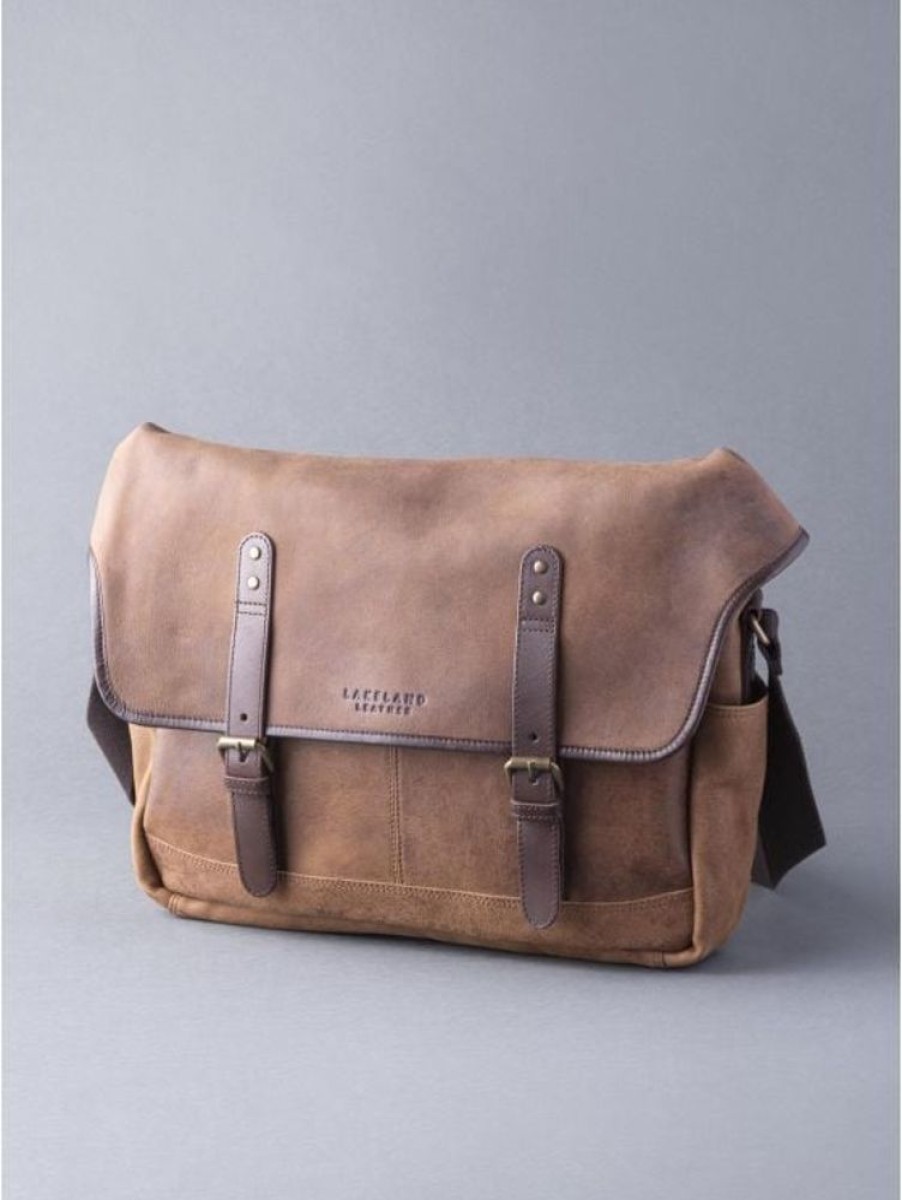 Lakeland Leather Hawksdale Leather Messenger Bag In Brown | Messenger Bags