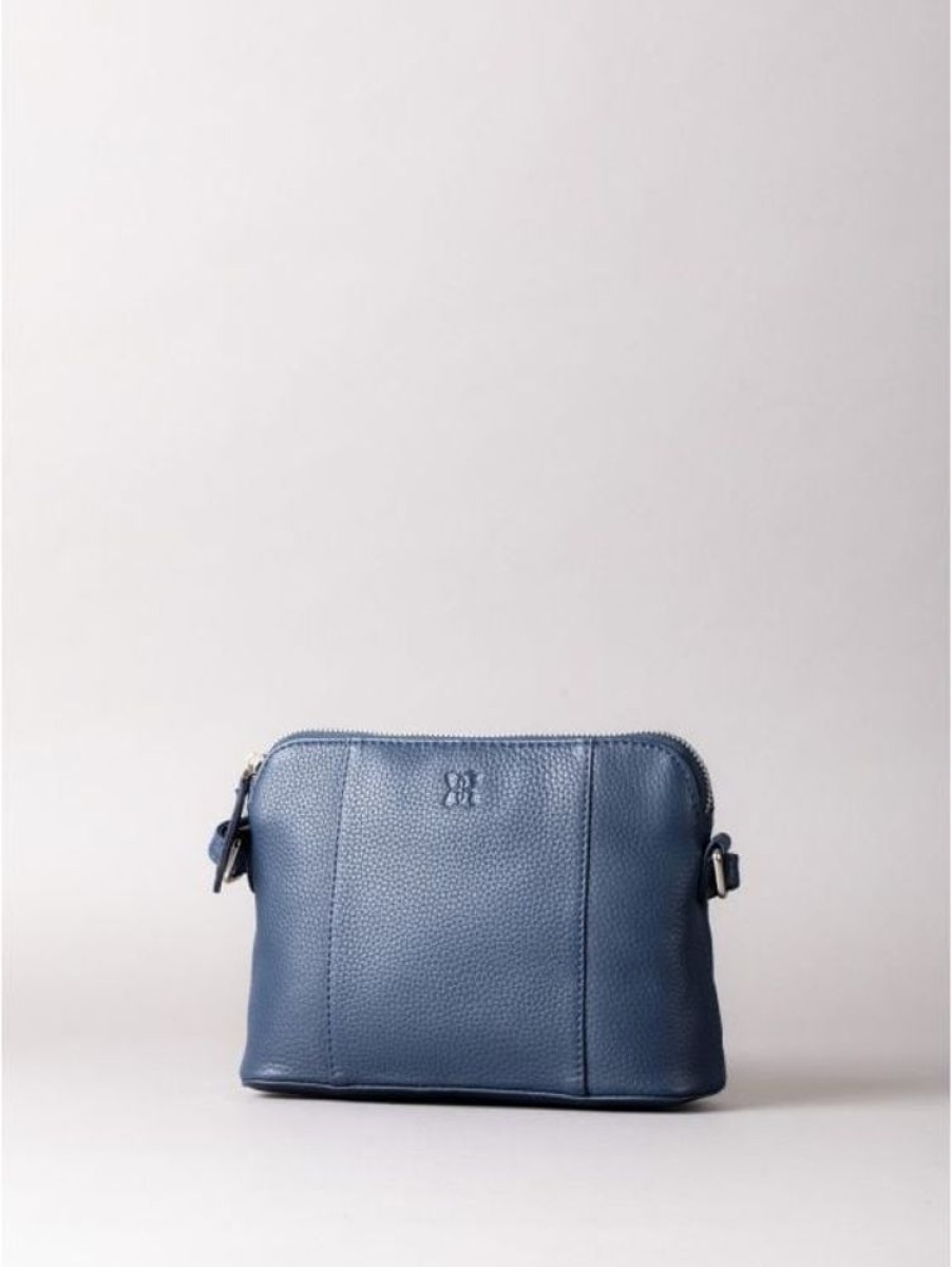 Lakeland Leather Alston Curved Leather Cross Body Bag In Navy | Cross Body Bags