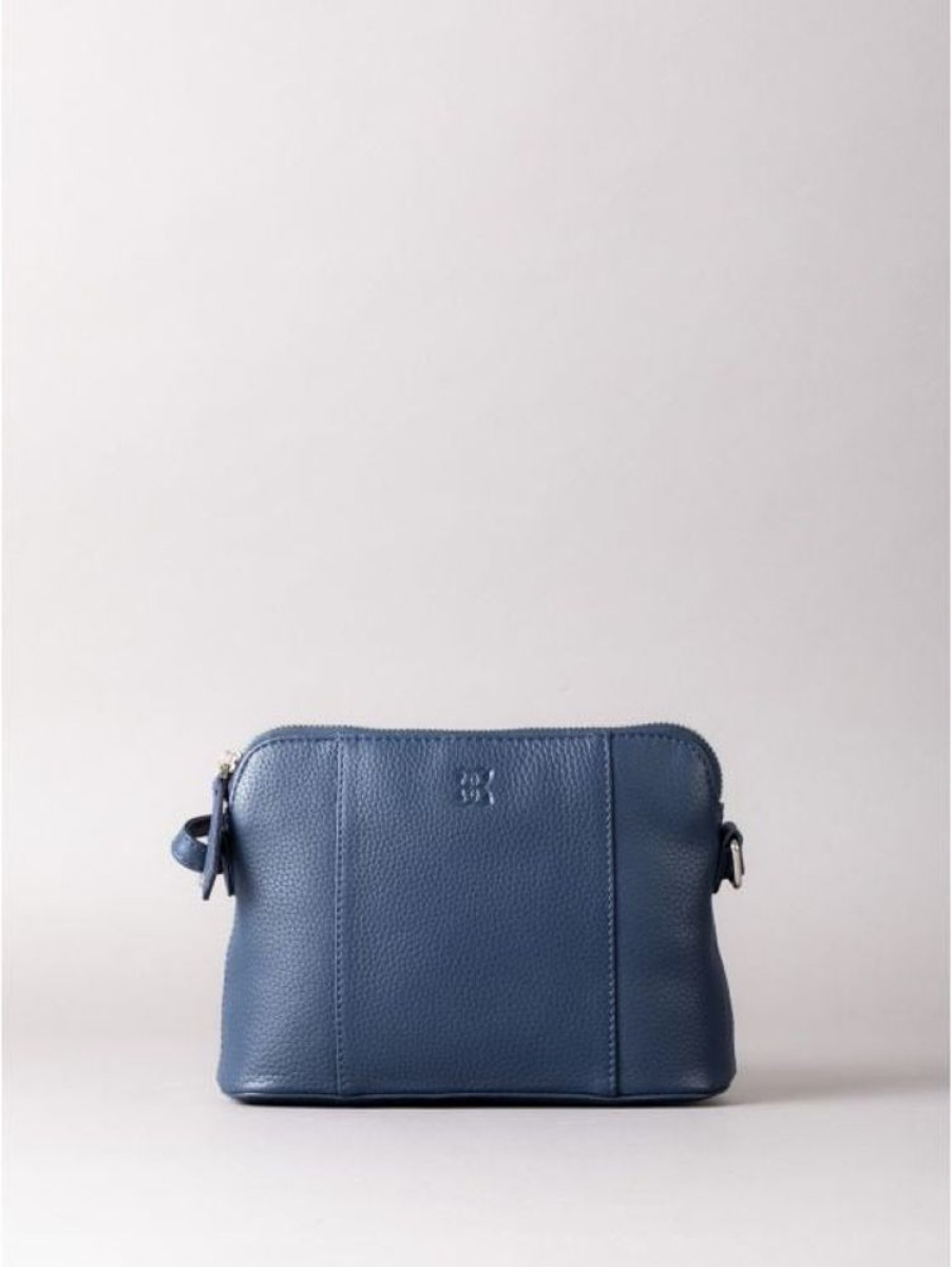 Lakeland Leather Alston Curved Leather Cross Body Bag In Navy | Cross Body Bags