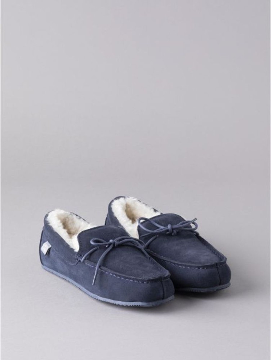 Lakeland Leather Men'S Sheepskin Moccasins In Navy | Slippers & Moccasins