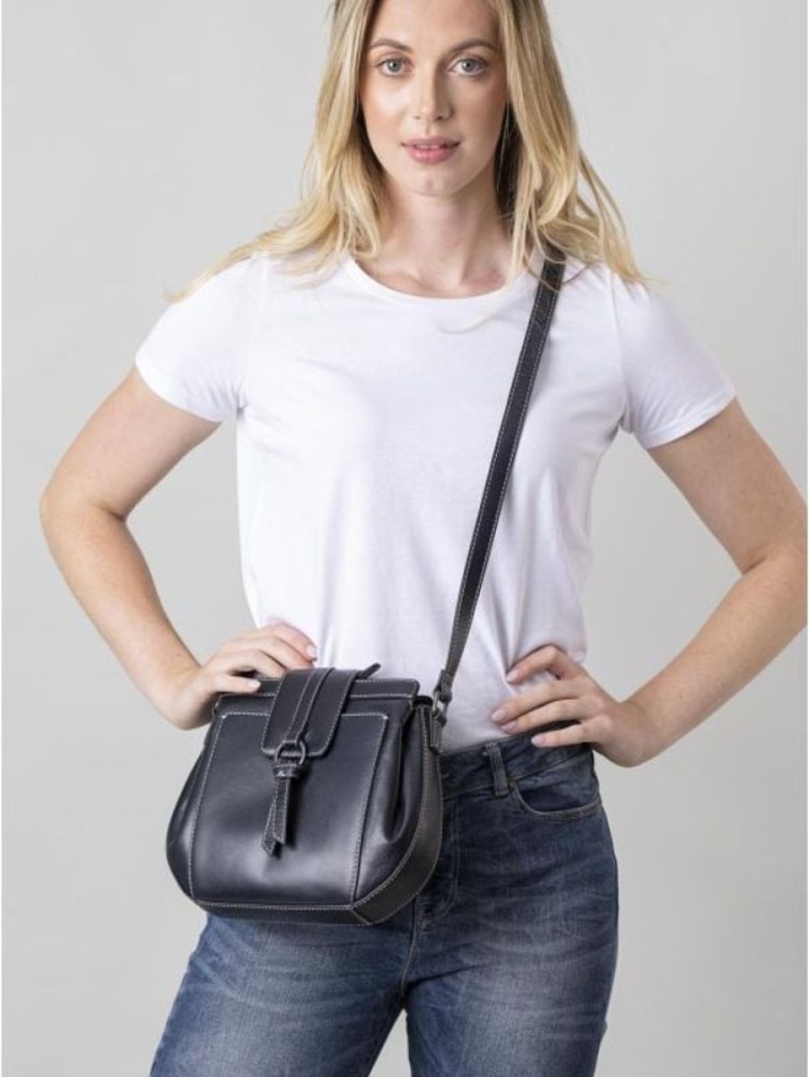 Lakeland Leather Birthwaite Leather Saddle Bag In Navy | Cross Body Bags