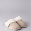 Lakeland Leather Ladies' Sheepskin Slider Slippers In Stone | Slippers & Moccasins