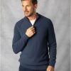 Lakeland Leather Quarter Zip Knitted Cotton Jumper In Blue | Knitwear