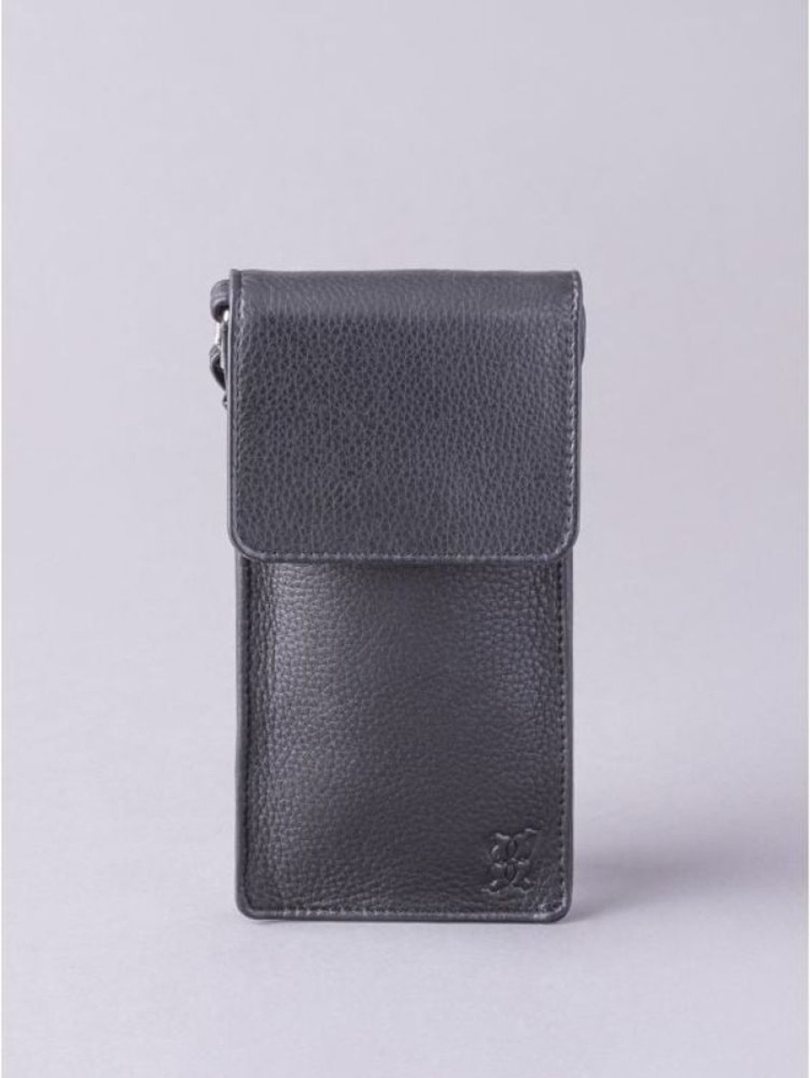 Lakeland Leather Bowness Leather Cross Body Phone Pouch In Black | Cross Body Bags