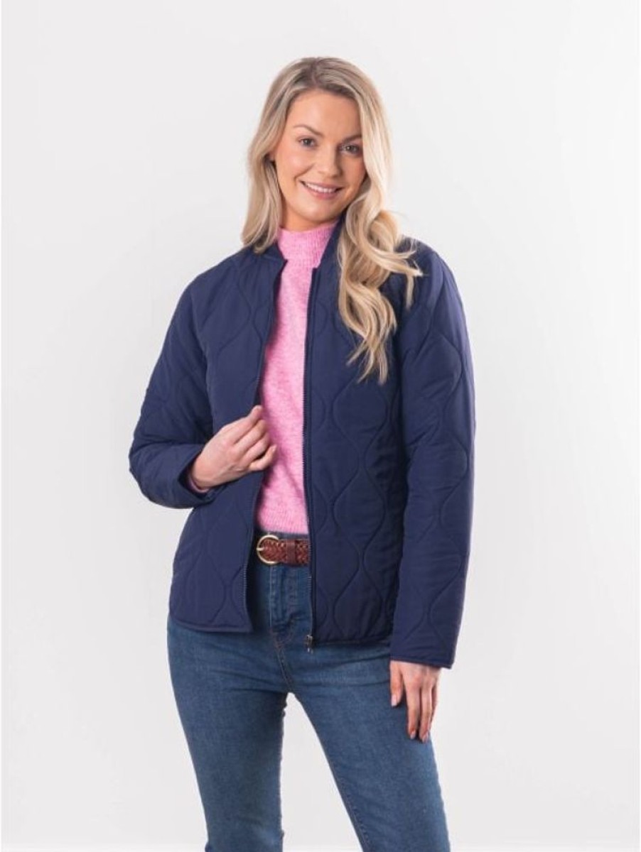 Lakeland Leather Shilo Quilted Bomber Jacket In Navy | Coats & Outerwear