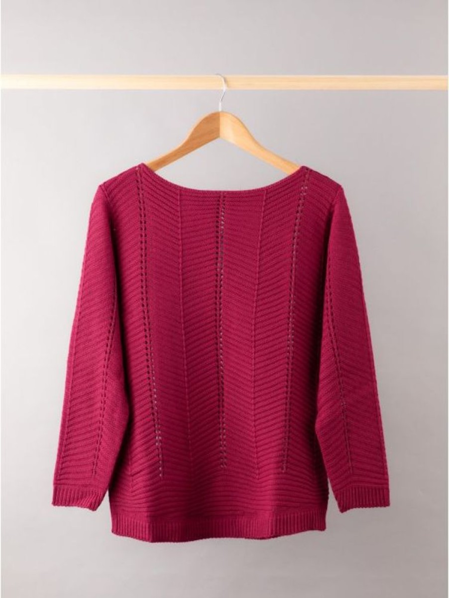 Lakeland Leather Cleo Knitted Jumper In Berry | Knitwear