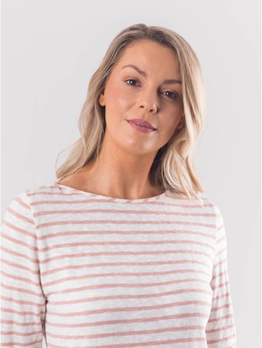 Lakeland Leather Bibi Striped Breton Top In White And Pink | Tops