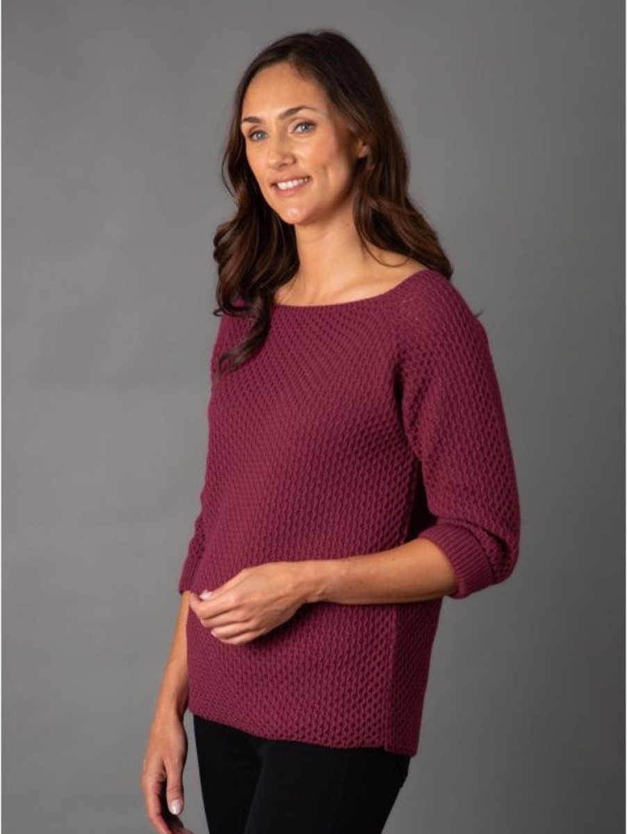 Lakeland Leather Maisie Relaxed Jumper In Berry | Knitwear