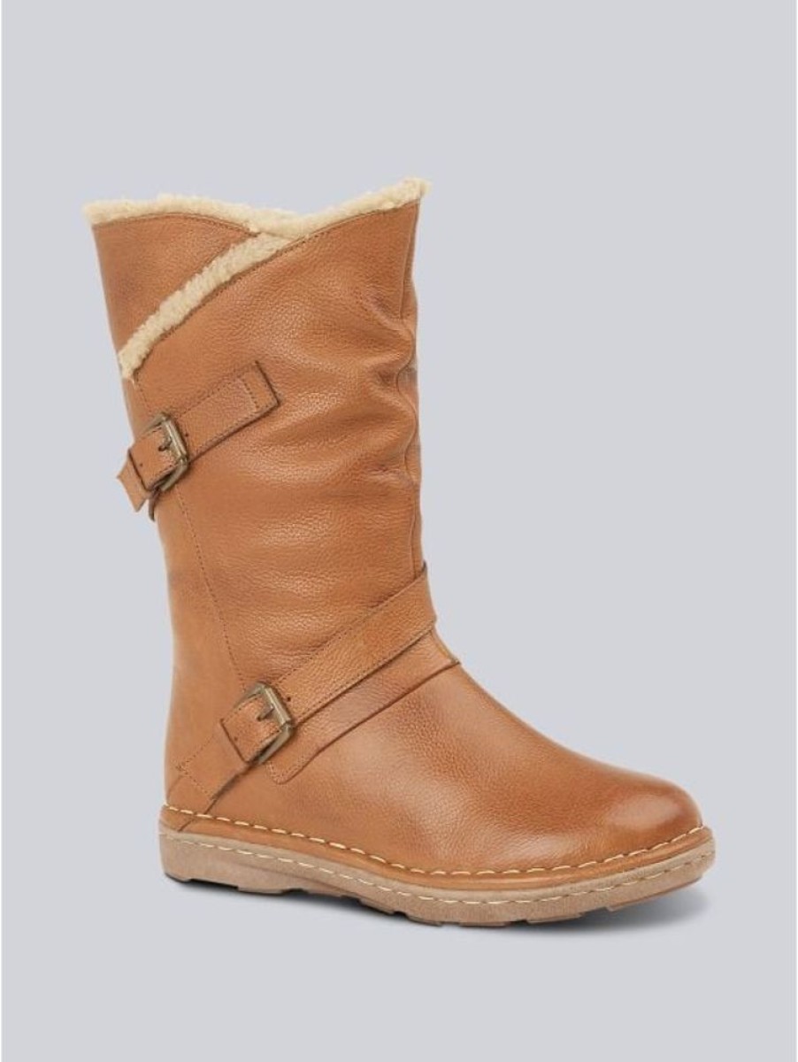 Lotus Lotus Jolanda Mid-Calf Leather Boots In Tan | Boots