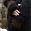 Lakeland Leather Sheepskin Fingerless Mittens In Dark Brown | Gloves