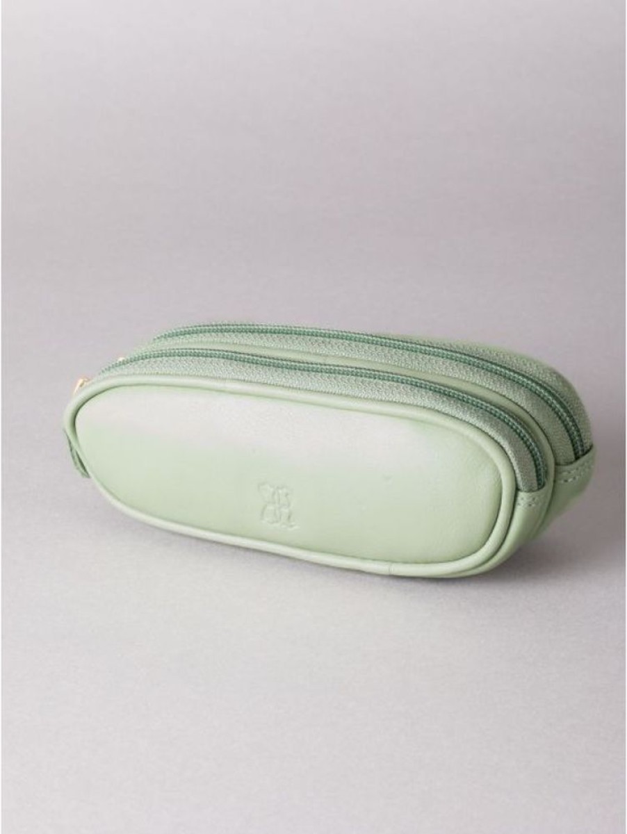 Lakeland Leather Leather Double Glasses Case In Sage Green | Glasses Cases