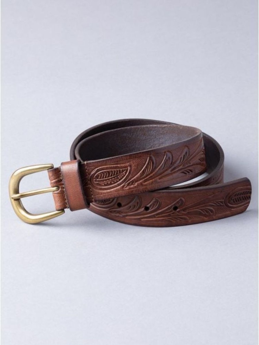 Lakeland Leather Embossed Leather Belt In Tan | Belts