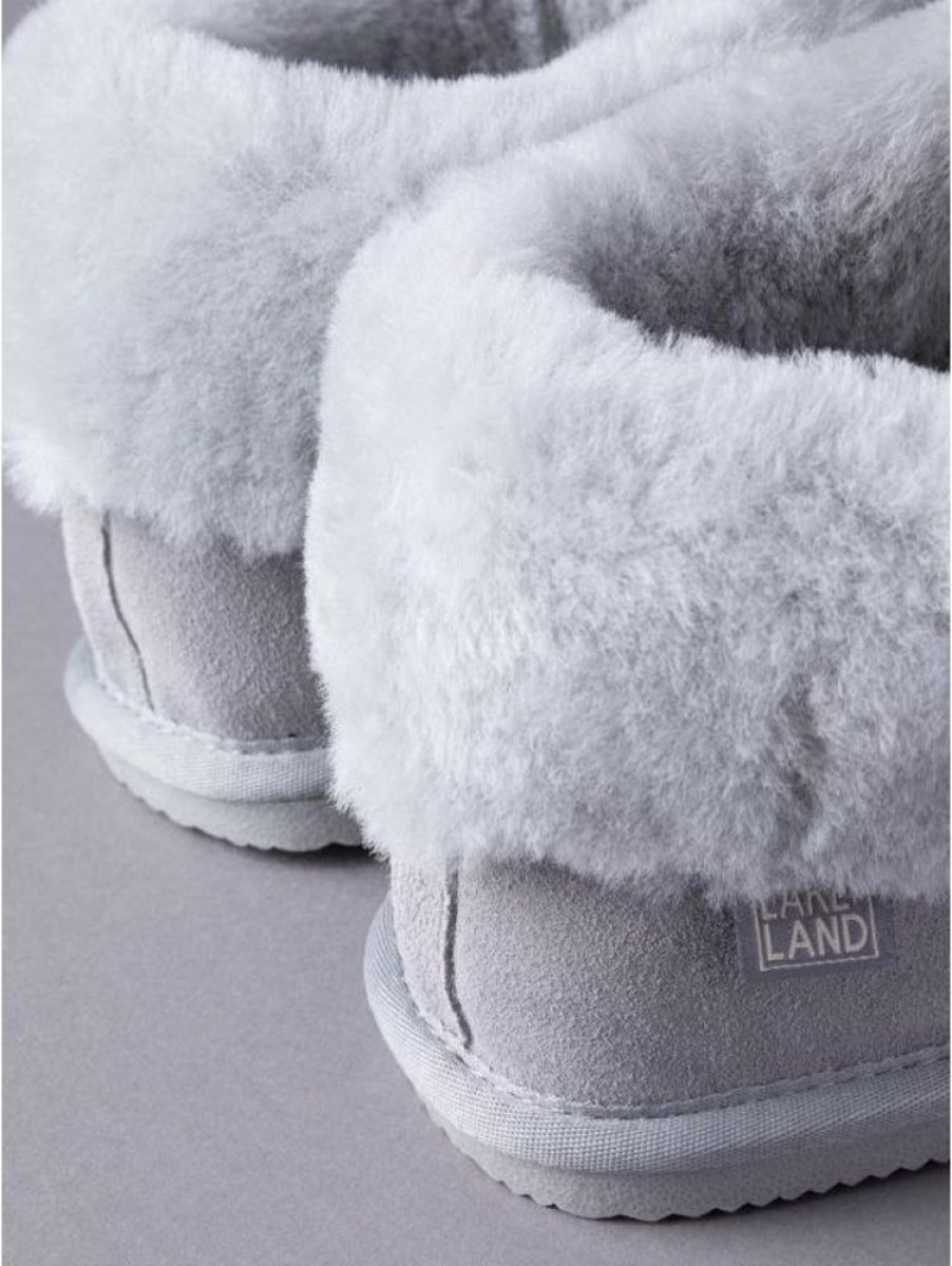 Lakeland Leather Ladies' Sheepskin Bootie Slippers In Light Grey | Slippers & Moccasins