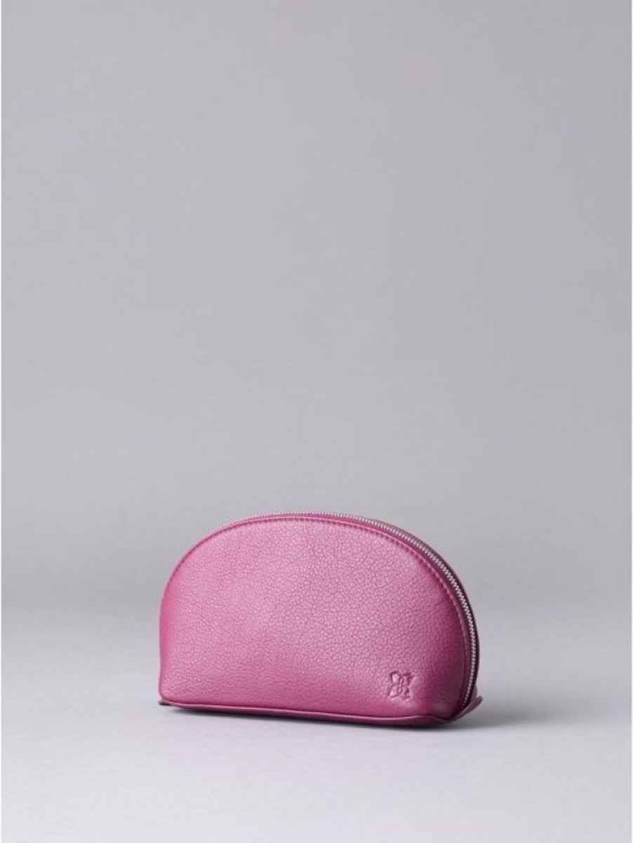 Lakeland Leather Arnside Medium Leather Make Up Bag In Pink | Cosmetic Bags