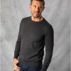 Lakeland Leather Cotton Crew Neck Jumper In Dark Grey | Knitwear