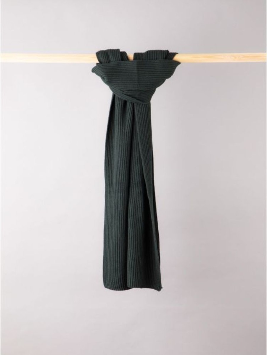 Lakeland Leather Ribbed Knitted Scarf In Green | Scarves