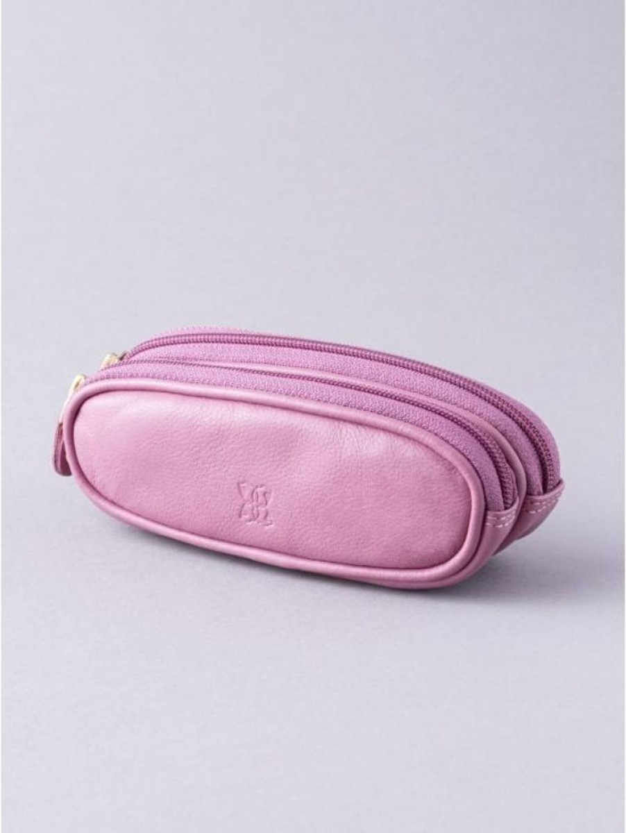 Lakeland Leather Leather Double Glasses Case In Mauve Soft Pink | Glasses Cases