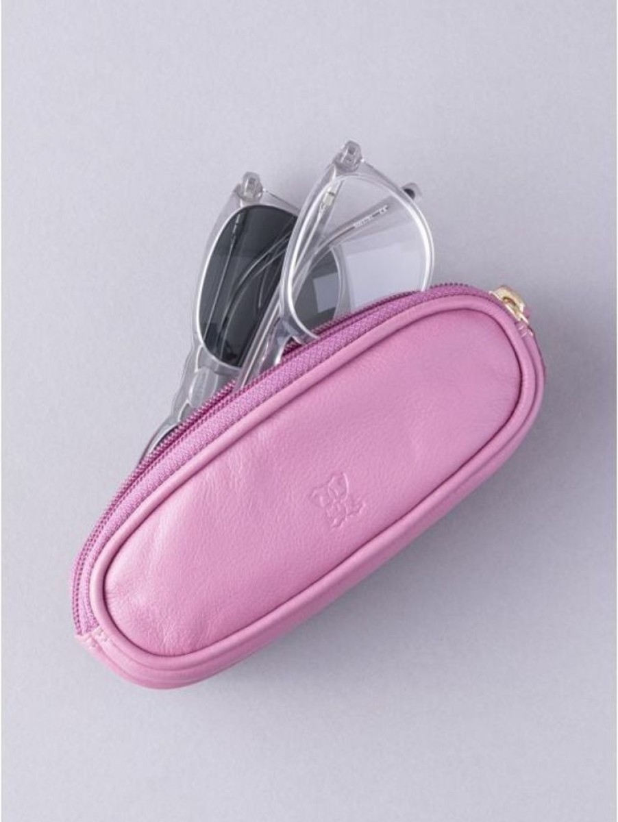 Lakeland Leather Leather Double Glasses Case In Mauve Soft Pink | Glasses Cases