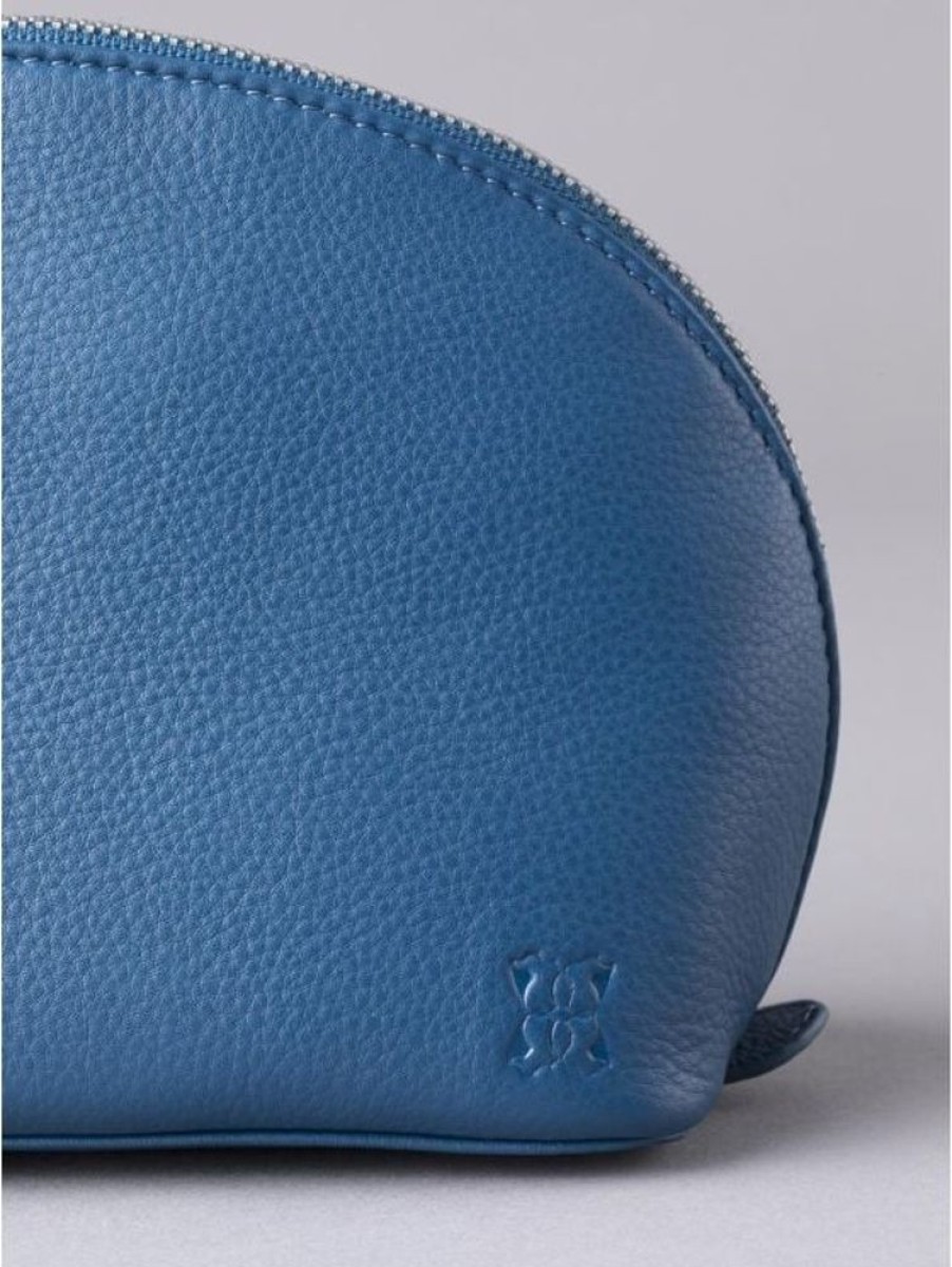 Lakeland Leather Arnside Large Leather Make Up Bag In Reef Blue | Cosmetic Bags