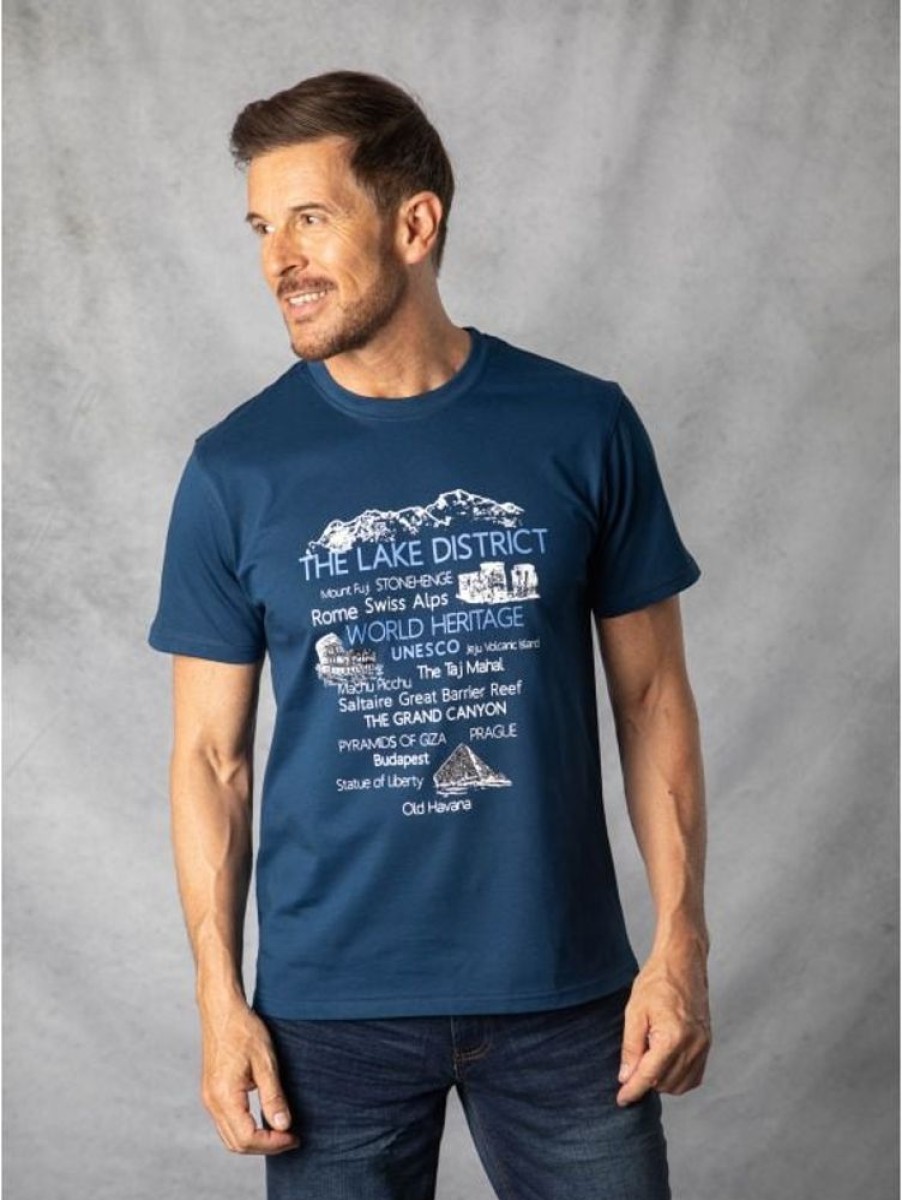 Lakeland Leather Heritage Printed T-Shirt In Blue | Gifts For Him