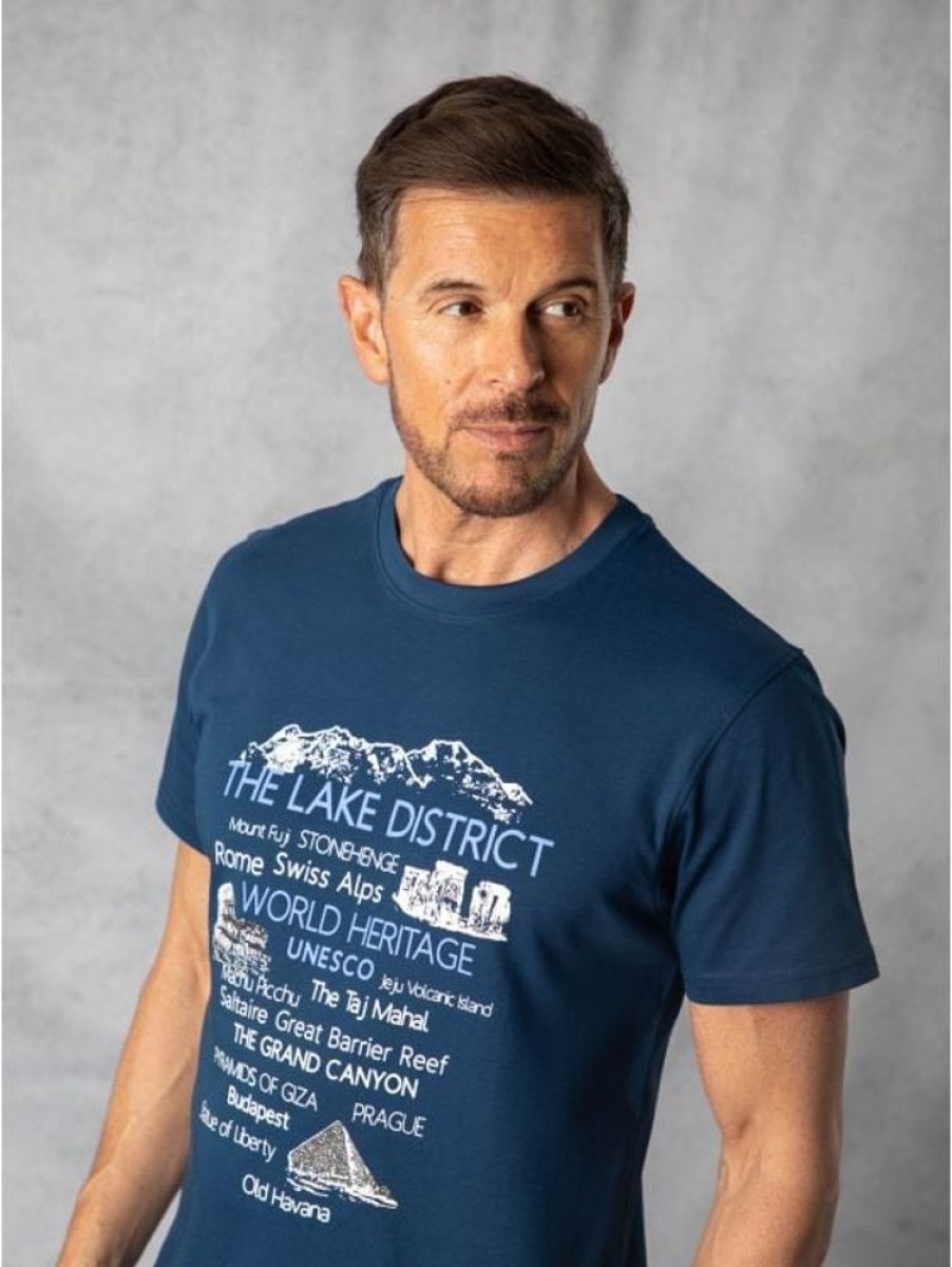 Lakeland Leather Heritage Printed T-Shirt In Blue | Gifts For Him