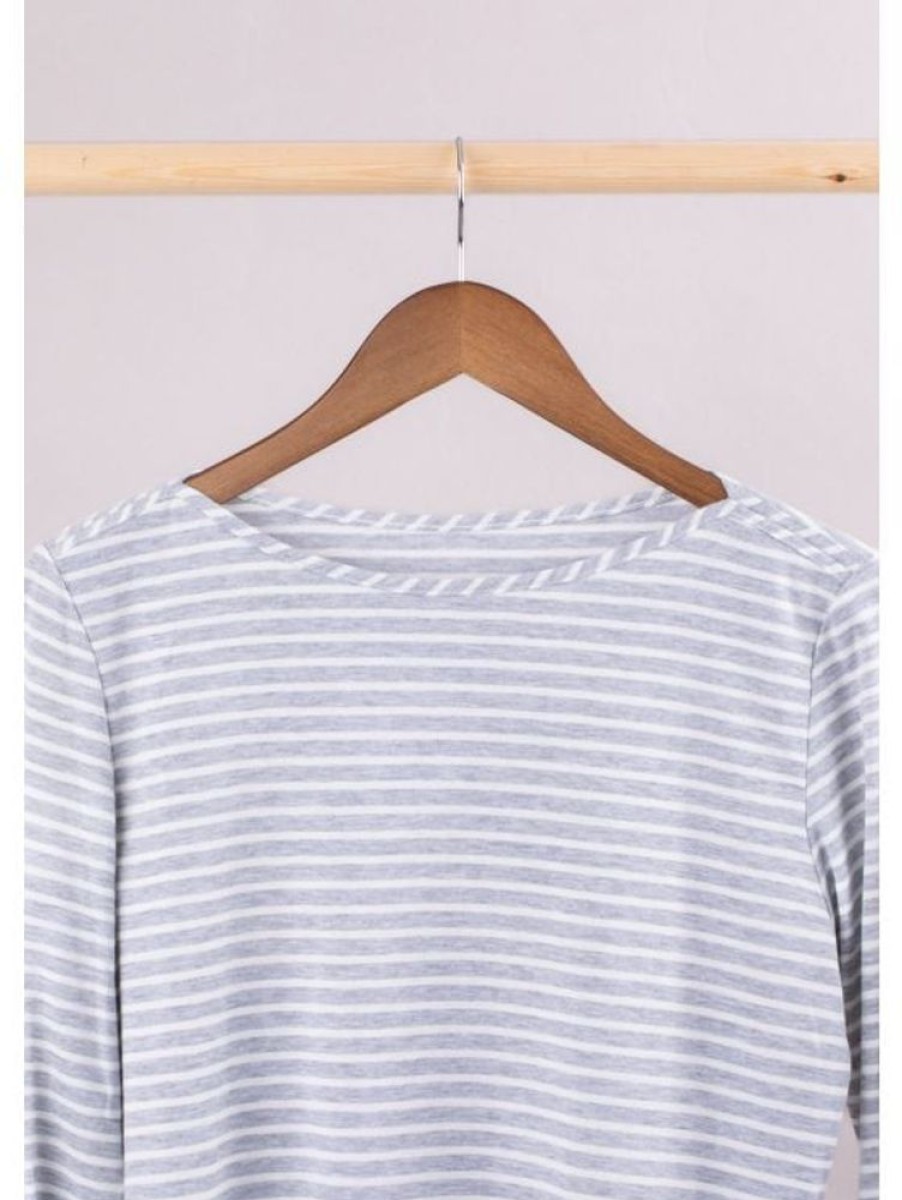 Lakeland Leather Belinda Striped Breton Top In Grey And White | Tops